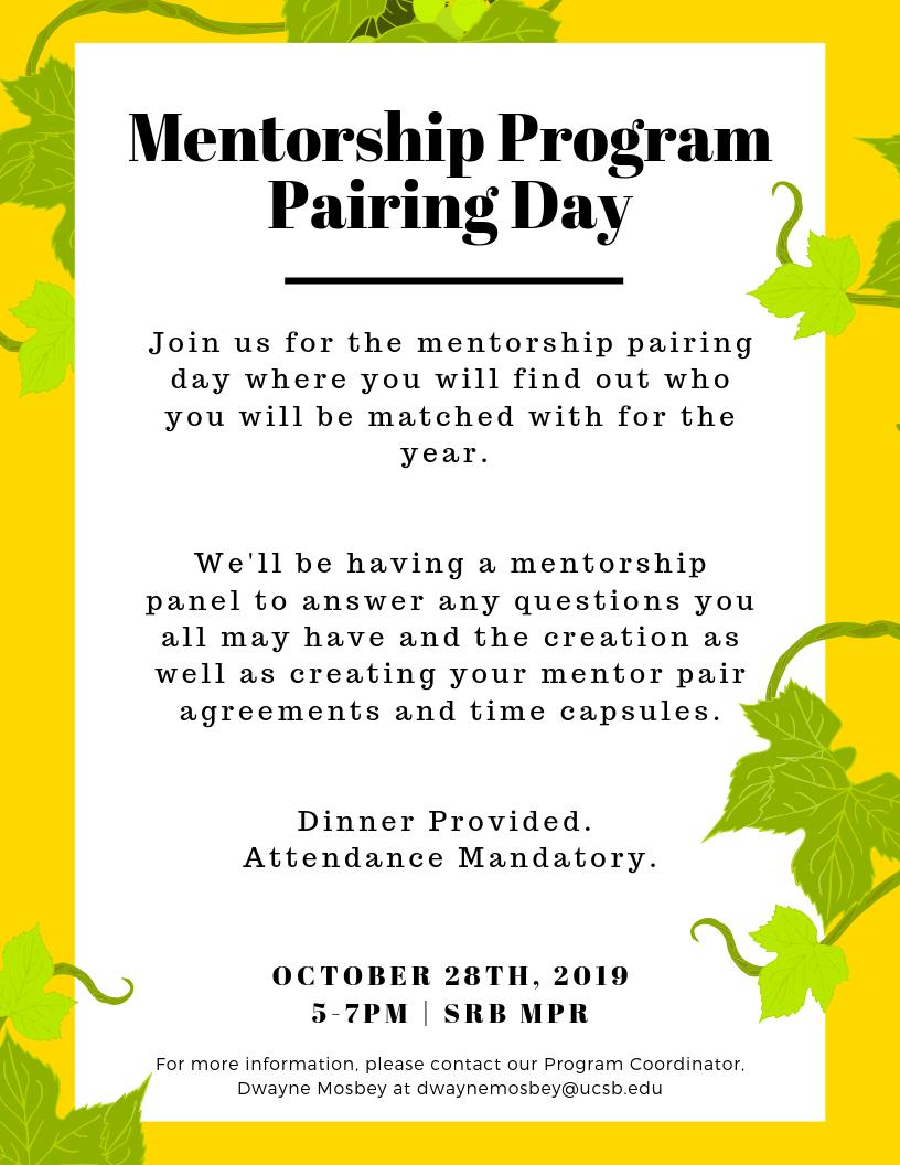 Mentorship Program Pairing Day Flyer