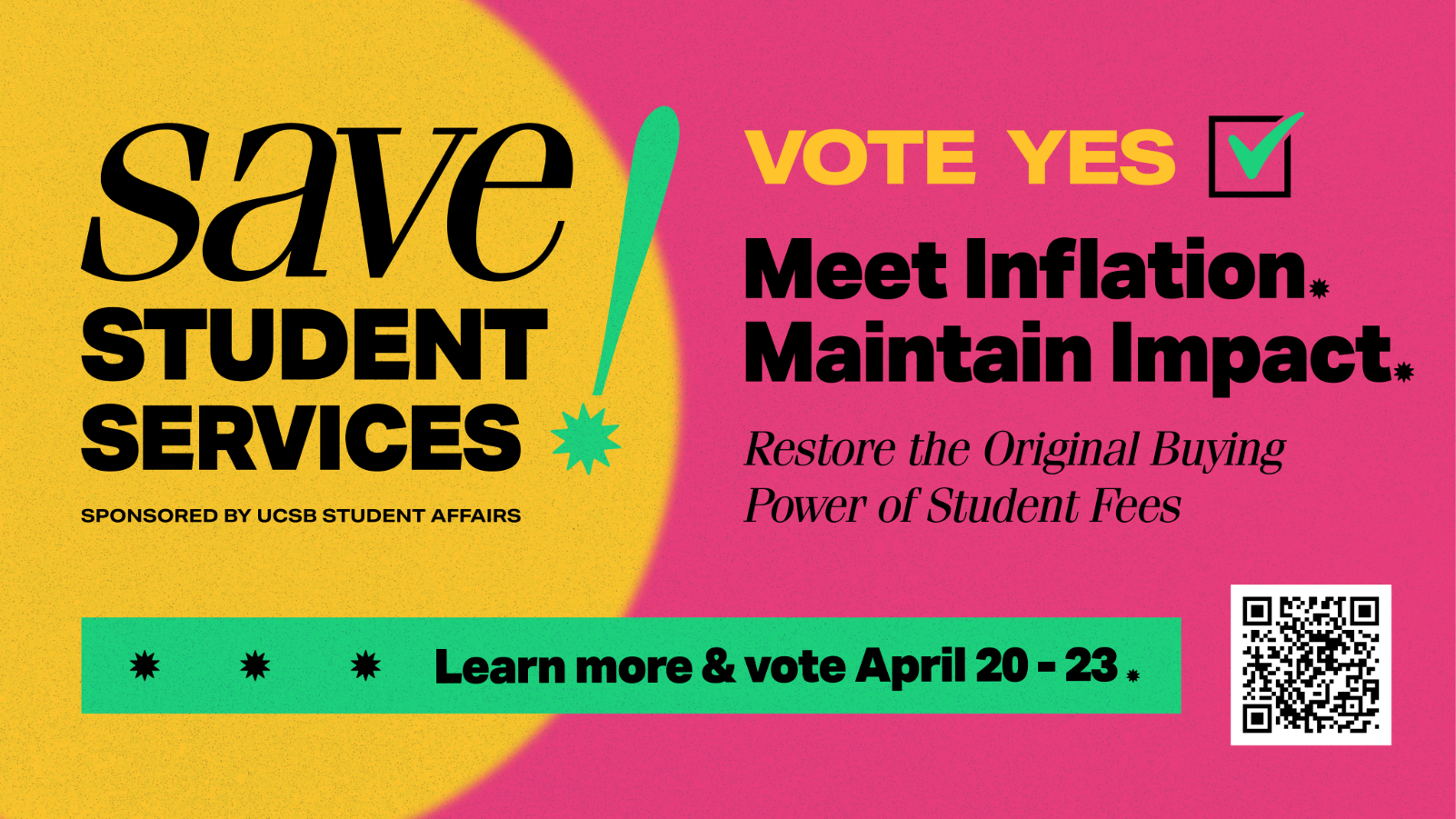 save student services banner that says Vote Yes
